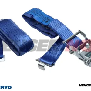 Lastestropp for E-track, 50mm med flate kroker. Lengde 1+3m. 1000Kg (daN)