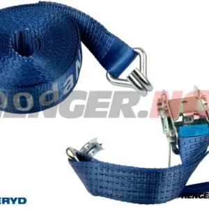 Lastestropp 50mm med dobbel J- krok. Lengde 0,5+9,5m. 2500Kg (daN)