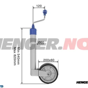 Støttehjul Ø60 mm varmgalvanisert 500 kg 200x55 mm