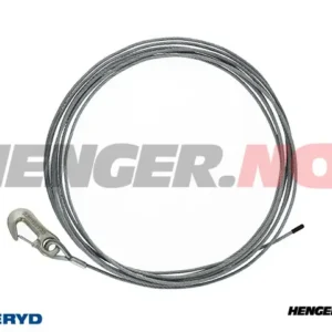 Vinsjwire med krok, 6mm - Lengde 7m