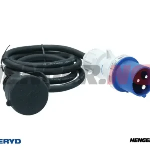 CEE adapter 3-polet CEE hann til støpsel hunn. L= 1,5 m 250V/16A IP44