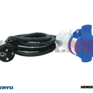 CEE adapter 3-polet CEE hunn til støpsel hann L= 1,5 m 250V/16A IP44