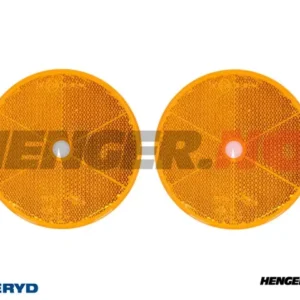 Aspöck rund refleks Ø80 mm gul skruehull (2-pack)