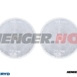 Aspöck rund refleks Ø80 mm hvit selvheftende og skruehull (2-pack)