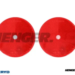 Aspöck rund refleks Ø80 mm rød selvheftende og skruehull (2-pack)
